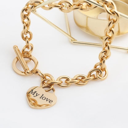 Gold Personalized Heart Charm Bracelet: Dainty Name Pendants