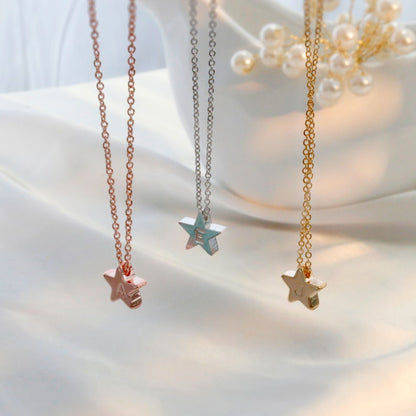 16K Gold Star Initial Necklace: Personalized Dainty Jewelry