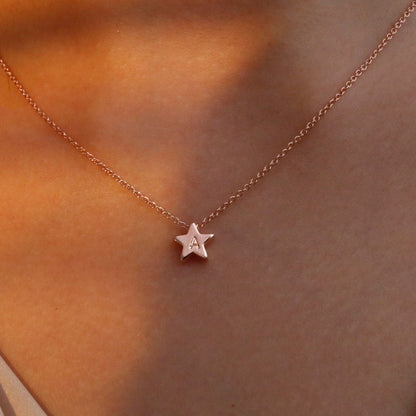 16K Gold Star Initial Necklace: Personalized Dainty Jewelry