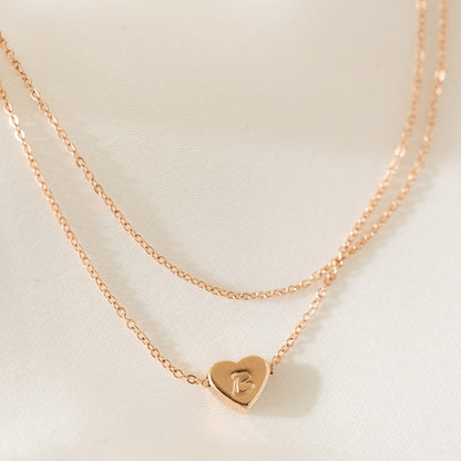 Personalized Heart Anklet: Dainty Engraved Initial Layered Ankle Bracelet