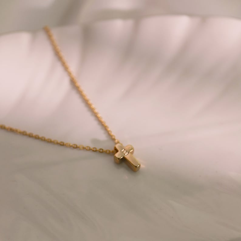 Cross initial gold necklaces Gold Pendant Cross Necklaces for Women Gift for Her Gold plated Cross Necklace