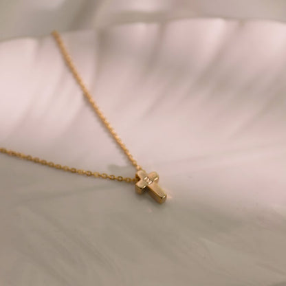 Cross initial gold necklaces Gold Pendant Cross Necklaces for Women Gift for Her Gold plated Cross Necklace