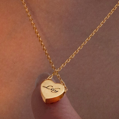 Red Heart Cubic Zirconia Necklace - Personalized Name Gift