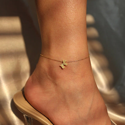 Gold Dog Anklet: Hand Stamped Initial, Personalized Puppy Charm