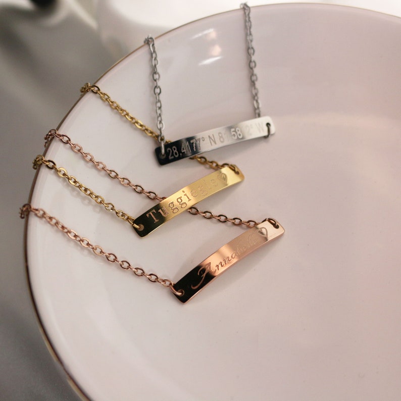 16k Gold Custom Name Bar Anklet: Engraved Charm Bracelet