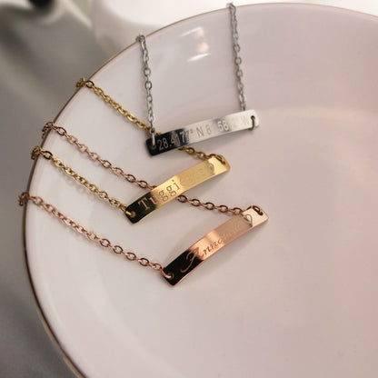 16k Gold Custom Name Bar Anklet: Engraved Charm Bracelet