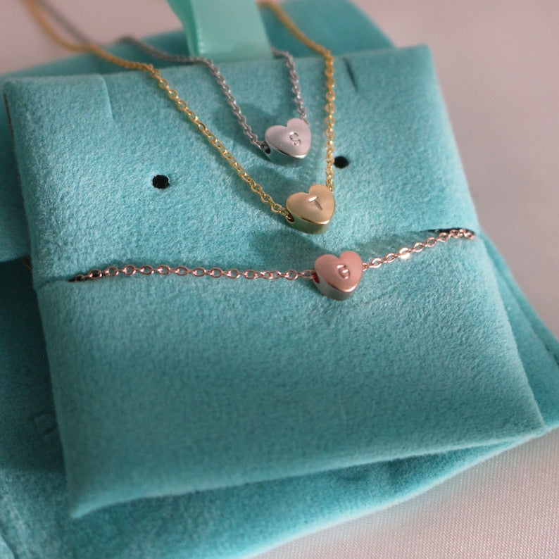 Dainty Heart Initial Anklet: 16K Plated Gold Ankle Bracelet