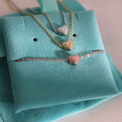Dainty Heart Initial Anklet: 16K Plated Gold Ankle Bracelet