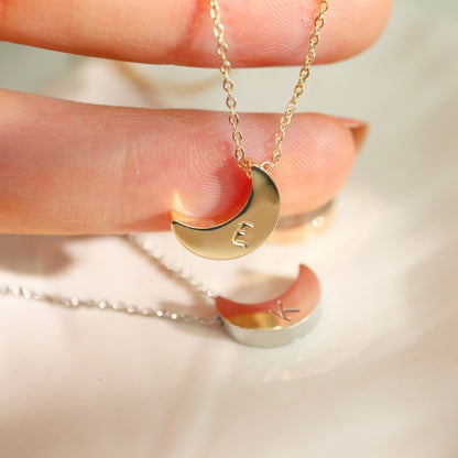 Handmade Moon Initial Anklet: Personalized Celestial Charm