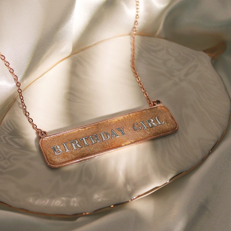 Gold Sparkle Bar Necklace: Personalized Name, Birthday Gift