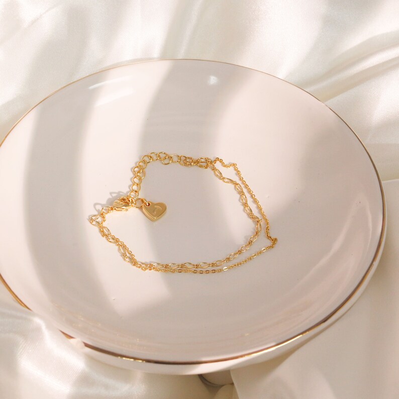 Gold Double Layered Bracelet: Personalized Initial Charm