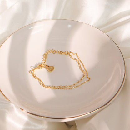 Gold Double Layered Bracelet: Personalized Initial Charm
