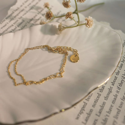 Simple double chain anklet personalized initial coin anklets minimalist 16K gold plated anklets
