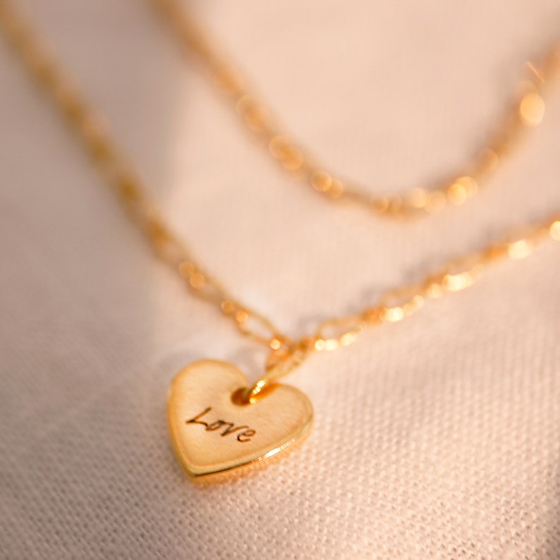 Personalized Heart Necklace: Double Layered 16K Gold Plated Initial Necklace
