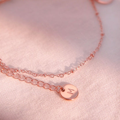 Rose Gold Circle Anklet: Initial Charm, Delicate Ring Coin Anklet