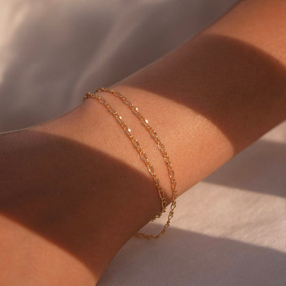 Gold Plated Double Layered Bracelet: Personalized Initial Charm