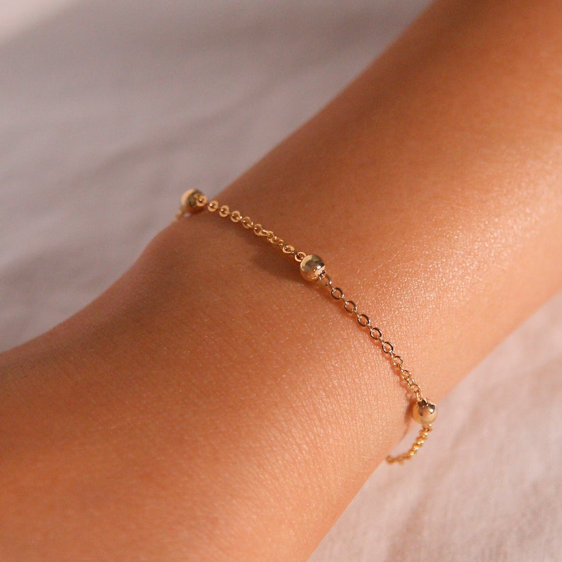 Gold Ball Chain Bracelet: 16K Plated, Delicate Charm