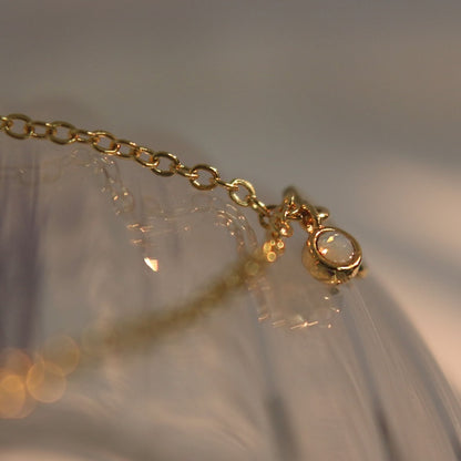 Personalized Initial Birthstone Bracelet: 16k Gold Plated Chain