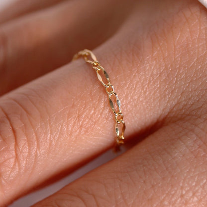 Dainty Gold Chain Ring: Minimalist 16K Plated Jewelry