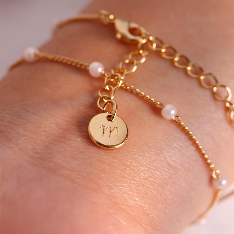 Dainty Pearl Bracelet: Double Chain 16K Plated Jewelry
