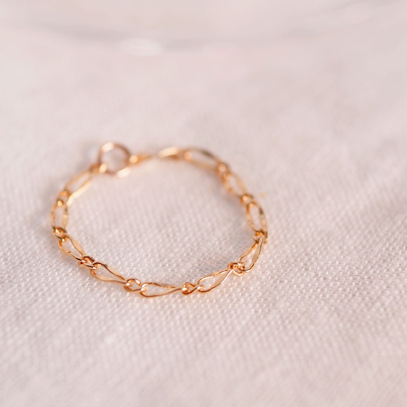 Permanent chain ring 16K gold rings gift for her minimalist dainty simple gold rings Best gifts for her