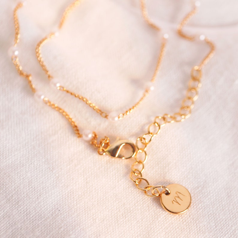 Dainty Pearl Bracelet: Double Chain 16K Plated Jewelry