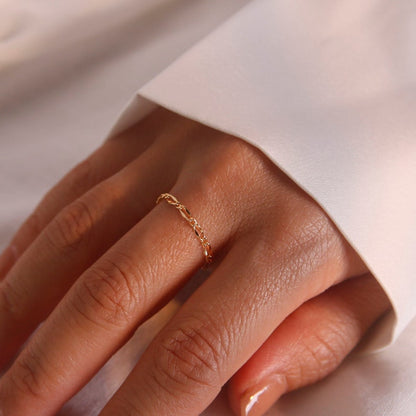 Permanent chain ring 16K gold rings gift for her minimalist dainty simple gold rings Best gifts for her