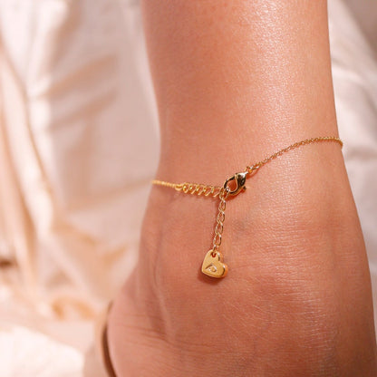 Dainty Gold Cubic Zirconia Anklet: 16K Gold Plated