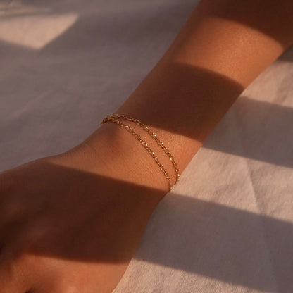 Gold Plated Double Layered Bracelet: Personalized Initial Charm