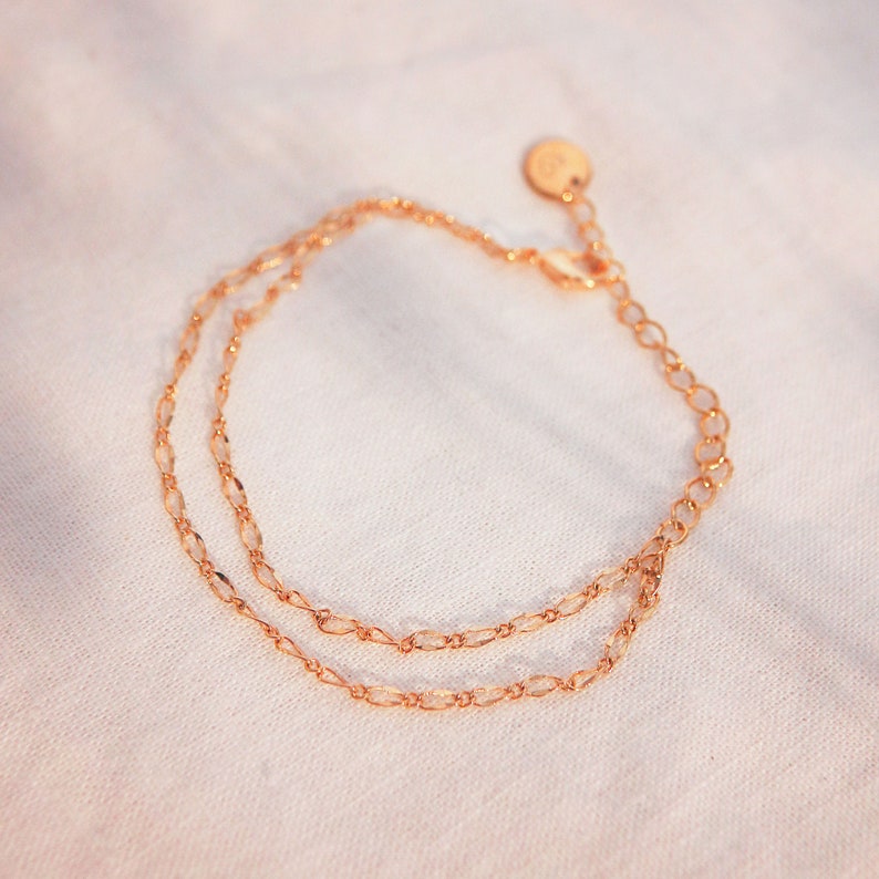 Gold Plated Double Layered Bracelet: Personalized Initial Charm