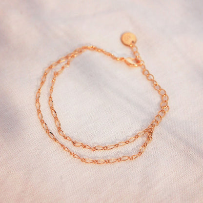 Gold Plated Double Layered Bracelet: Personalized Initial Charm