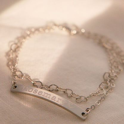 Personalized Heart Chain Bracelet: 16K Plated Name Bracelet