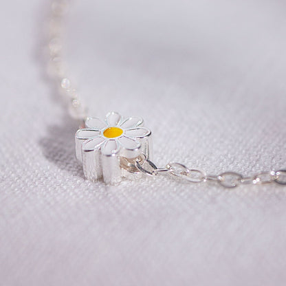 Sterling Silver Daisy Bracelet: Dainty 925 Flower Charm