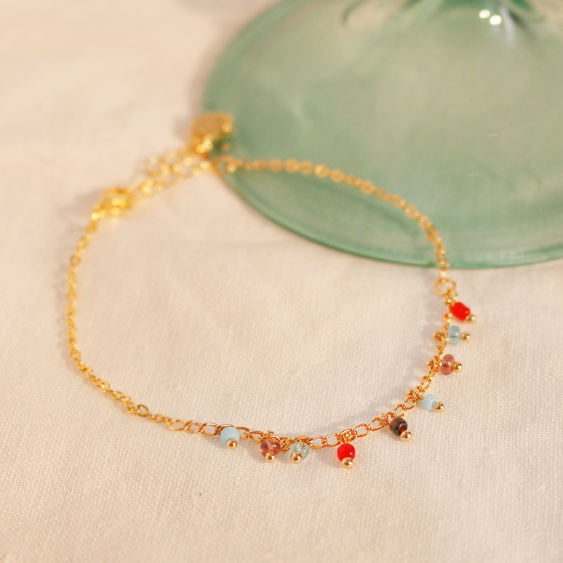 Chacha Bracelet: Colorful Beaded Brass Bracelet, Trendy Jewelry