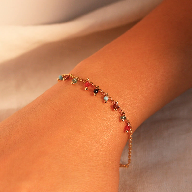 Chacha Bracelet: Colorful Beaded Brass Bracelet, Trendy Jewelry
