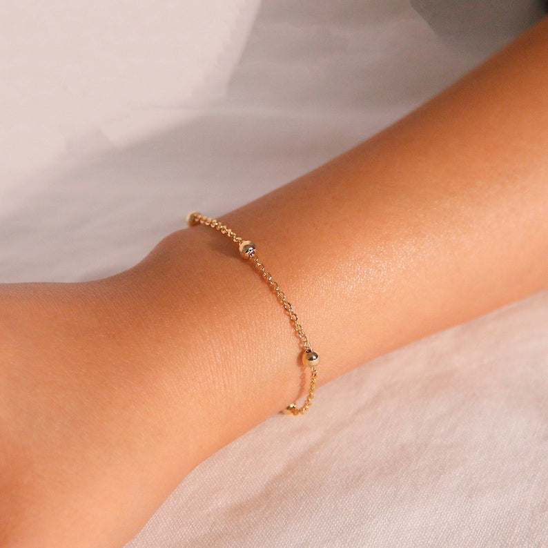 Gold Ball Chain Bracelet: 16K Plated, Delicate Charm