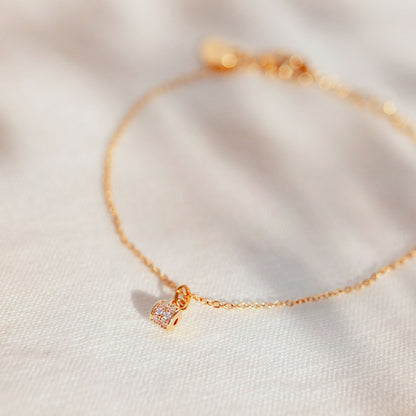 Dainty Gold Cubic Zirconia Anklet: 16K Gold Plated