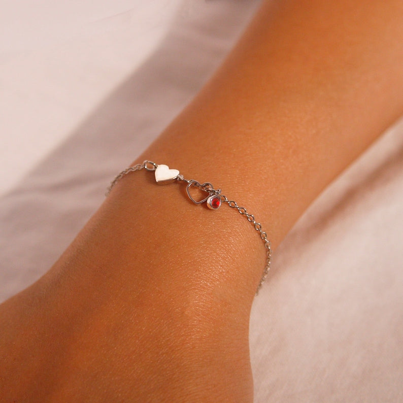 Heart birthstone bracelet trendy cute bracelets birthday best gift for her best