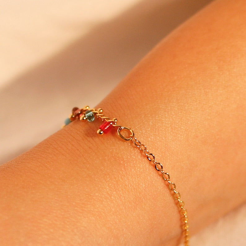 Chacha Bracelet: Colorful Beaded Brass Bracelet, Trendy Jewelry