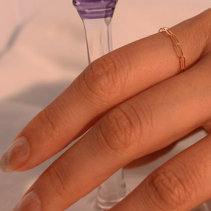 Dainty 14K Gold Filled Chain Ring: Minimalist Stacking Ring