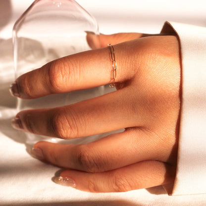 Dainty 14K Gold Filled Chain Ring: Minimalist Stacking Ring