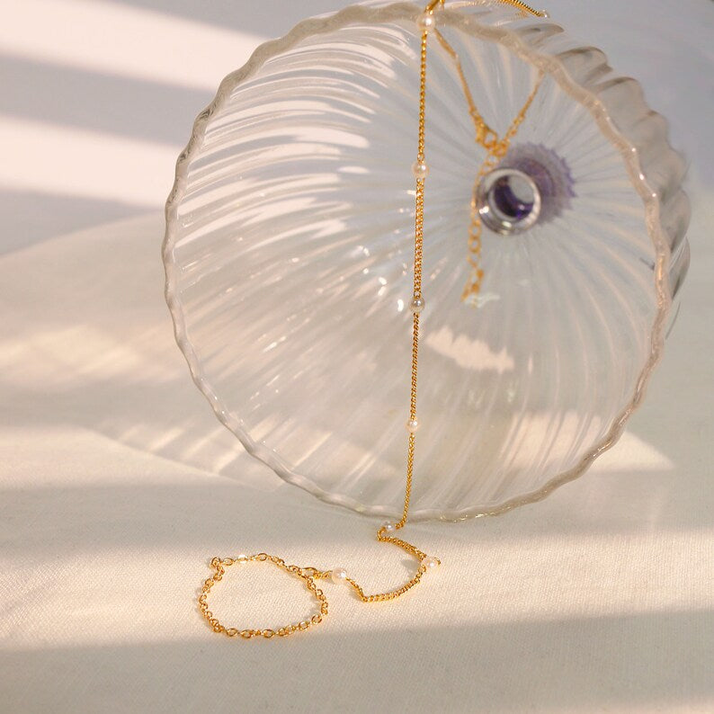 Pearl Toe Anklet: 16K Gold Plated Foot Chain