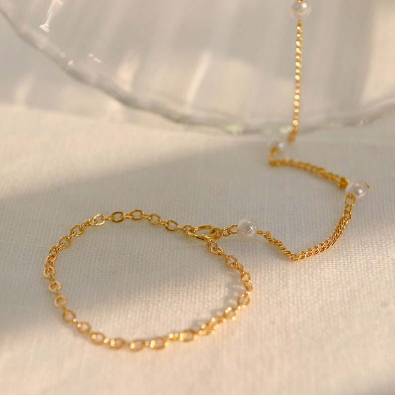 Pearl Toe Anklet: 16K Gold Plated Foot Chain