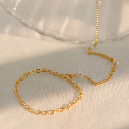Pearl Toe Anklet: 16K Gold Plated Foot Chain