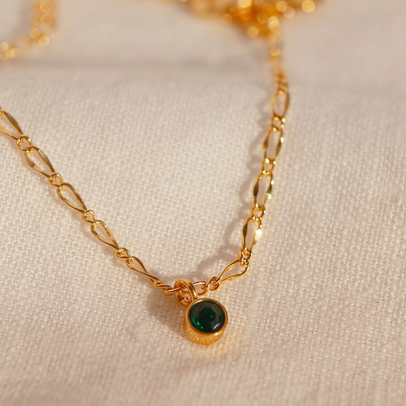 Gold Birthstone bracelet shiny dainty chain bracelets personalized your initial