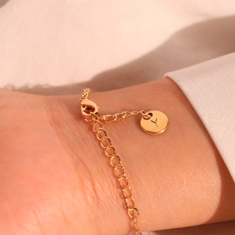 Gold Birthstone bracelet shiny dainty chain bracelets personalized your initial