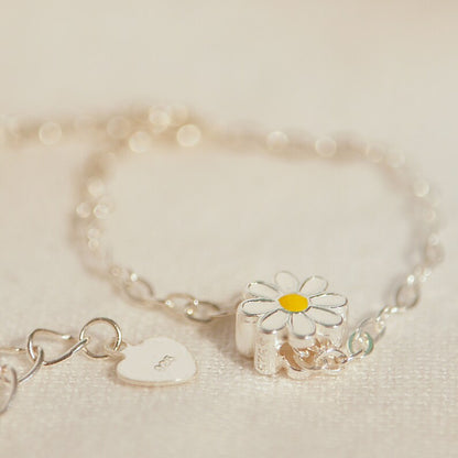 Sterling Silver Daisy Ring Bracelet: 925 Silver Hand Chain
