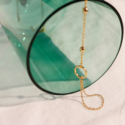 Gold Ball chain ring bracelet Her Link Ring Bracelet slave Bracelet Finger Chain Bracelet