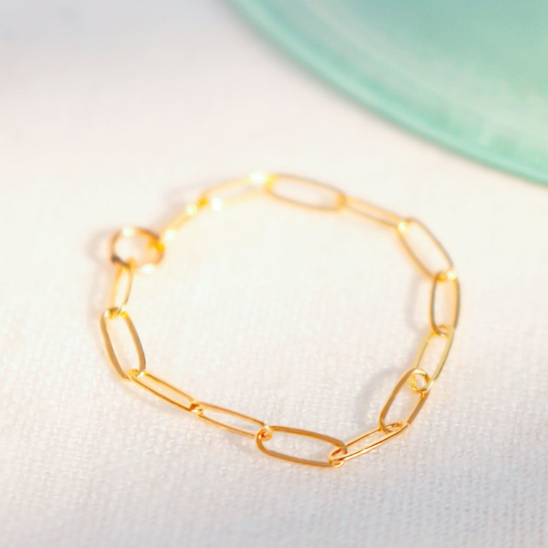 Dainty 14K Gold Filled Chain Ring: Minimalist Stacking Ring