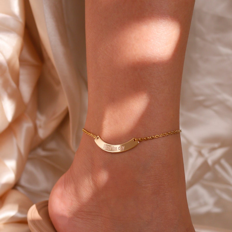 Personalized curve anklet Custom Name Anklets Gift Dainty Anklet Adjustable Ankle bracelets